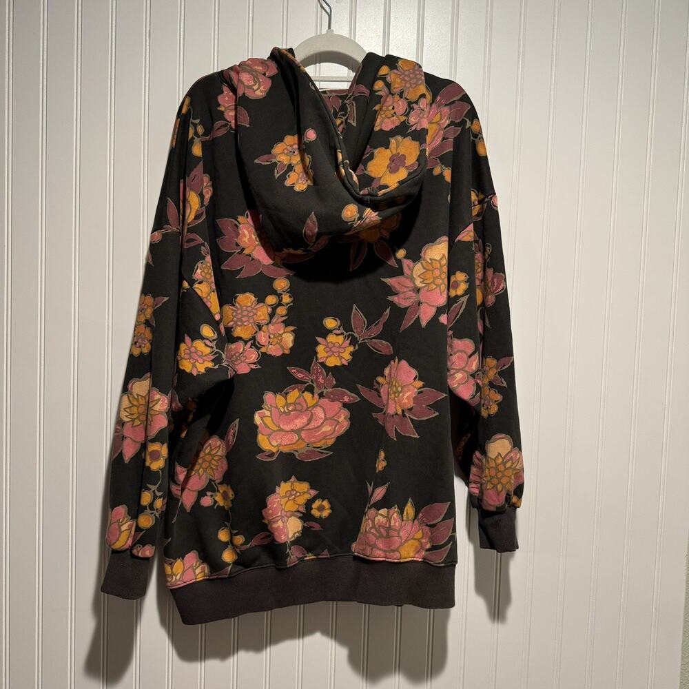 Natural Life Black Floral Oversized Hoodie Sweatshirt Boho Size Medium - Picture 6 of 6